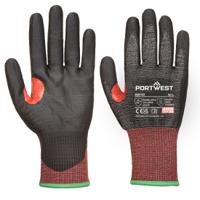 a670xs Portwest Black Fibreglass, Elastane, Polyurethane, Nylon, High Performance Polyethylene Work Gloves 54 mm