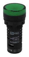 909-2503 RS PRO, Panel Mount Green LED Pilot Light, 22mm Cutout, IP65, Round, 24V ac/dc