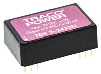 tem-3-2423n TRACOPOWER TEM 3N DC-DC Converter, ±15V dc/ ±100mA Output, 21.6 → 26.4 V dc Input, 3W, Through Hole, +85°C Max