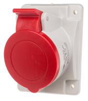 4131666 Scame IP44 Red Panel Mount 3P + E Heavy Duty Power Connector Socket, Rated At 16A, 415 V