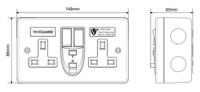 rcd07mavn Timeguard 13A, BS 7288 Fixing, Active, 2 Gang RCD Socket, Steel, Surface Mount , Switched No, 230 V ac, Grey, Screwed