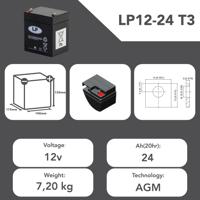 nsa-lp12-24-t3 Landport Batteries 12V T3 Lead Acid Battery, 24Ah