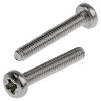 914-1484 RS PRO Pozi M2.5 Pan A2 304 Stainless Steel Machine Screws DIN 7985 x 16.0mm