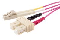 121-3908 RS PRO LC to SC Duplex Multi Mode OM4 Fibre Optic Cable, 900μm, Violet, 1m