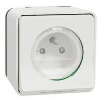 mur39030 Schneider Electric White 1 Gang Plug Socket, 2 Poles, 16A, French 2P, Indoor, Outdoor Use