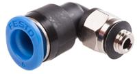 qsml-m5-6 Festo QS Series Elbow Threaded Adaptor, M5 Male to Push In 6 mm, Threaded-to-Tube Connection Style, 153335