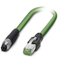 1407352 Phoenix Contact Cat5 Straight Male M8 to Straight Male RJ45 Ethernet Cable, Green, 1m
