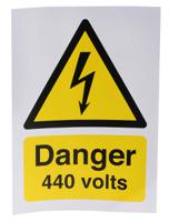 763-1566 RS PRO Self-Adhesive Electrical Hazard Warning Sign (English, French)