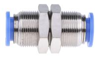 916-0836 RS PRO Bulkhead Tube-to-Tube Adaptor, Push In 10 mm to Push In 10 mm, Tube-to-Tube Connection Style