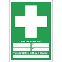 146-457 RS PRO Vinyl Polyester Green, White First Aid Sign, H297mm W297mm