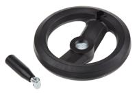 161-2017 RS PRO Black Glass-Fibre Reinforced Technopolymer Hand Wheel, 200mm diameter