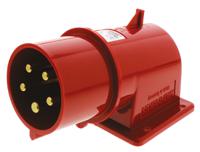 412 MENNEKES IP44 Red Panel Mount 3P + N + E Right Angle Industrial Power Plug, Rated At 32A, 400 V