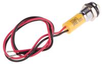 723-9472 RS PRO Yellow Panel Mount Indicator, 24V dc, 8mm Mounting Hole Size, Lead Wires Termination, IP67