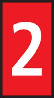 531-15367-hods50-2-pvc-rd HellermannTyton HODS50 Slide On Cable Marker, White on Red, Pre-printed "2", 1.7 → 3.6mm Cable, 531-15367 HODS50