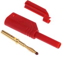 975090701 Hirschmann Test & Measurement Red Male Banana Plug, 2mm Connector, Solder Termination, 10A, 1000V ac/dc, Gold Plating
