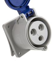 4233263 Scame IP44 Blue Panel Mount 2P + E Industrial Power Socket, Rated At 32A, 230 V