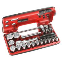 sldbox412 Facom 22-Piece Metric 1/2 in Standard Socket Set with Ratchet, 12 point