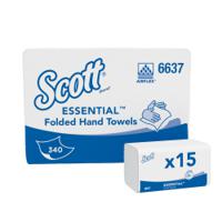 6637 SCOTT Scott Folded White Paper Towel, 186mm, 340 Sheets