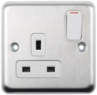 k2958bss MK Electric Silver 1 Gang Plug Socket, 2P+E Poles, 13A, Type G - British