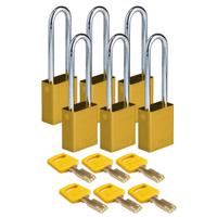 150345 Brady LOTO-99 Padlock Anodised Aluminium, Steel Safety Padlock, 6.35mm Shackle, 38.00mm Body