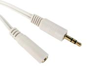 192-4420 RS PRO Male 3.5mm Stereo Jack to Female 3.5mm Stereo Jack Aux Cable, White, 2m