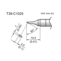 t39-c1025 Hakko FX-9701/9702 1 x 2.5 mm Bevel Soldering Iron Tip for use with FX-9701, FX-9702
