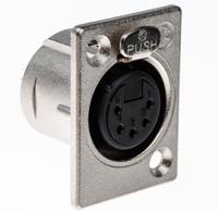 nc5fp-1 Neutrik Panel Mount XLR Connector, Female, 50 V, 5 Way, Silver over Nickel Plating