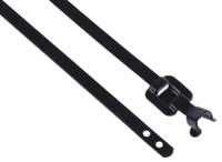 185-8670 RS PRO Cable Tie, Releasable, 230mm x 5 mm, Black Polyester Coated Stainless Steel, Pk-100