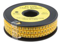 812-0969 RS PRO Slide On Cable Markers, Black on Yellow, Pre-printed "9", 3.6 → 7.4mm Cable