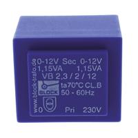 vb-23212 Block 12V ac 2 Output Through Hole PCB Transformer, 2.3VA