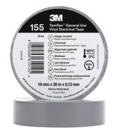 3m-155-grey-19mm-x-20m 3M Temflex 155 Grey Vinyl Electrical Tape, 19mm x 20m