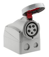 5-554-59 Legrand, P17 Tempra Pro IP66, IP67 Red Wall Mount 3P + N + E Industrial Power Socket, Rated At 32A, 415 V