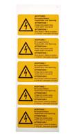 essw19052 Idento Yellow PVC Safety Labels, ACHTUNG! Bei ausgeschaltetem Hauptschalter unter Spannung; ATTENTION! Voltage also