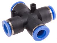 916-0930 RS PRO Cross Tube-to-Tube Adaptor, Push In 10 mm to Push In 10 mm, Tube-to-Tube Connection Style