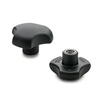 167476 Elesa  Black 3-Arm Clamping Knob, M10, Threaded Stud