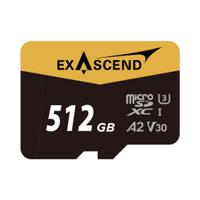 ex512gusdu1 Exascend 512 GB MicroSDXC Micro SD Card, A2, Class 10, UHS-1 (U3), V30