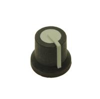 302-683 RS PRO 16.2mm Black Potentiometer Knob for 6mm Shaft Splined