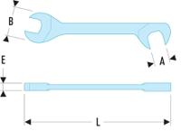 3417 Facom 34 Series Open Ended Spanner, 17mm, Metric, Double Ended, 140 mm Overall