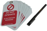 tag4 10 x 'Do Not Operate, Electrician Working, Equipment Locked Off' Lockout Tag