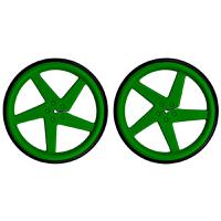 2593-d Kitronik Pair Of 5 Spoke Wheels - Green