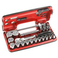 sldbox4 Facom 22-Piece Metric 1/2 in Standard Socket Set with Ratchet, 6 point