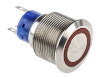 175-9730 RS PRO Illuminated Push Button Switch, Panel Mount, 22.2mm Cutout, SPDT, Red LED, 250V ac, IP67