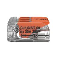 221-613 WAGO 221 Series Lever Connector, 3-Way, 41A, 20 → 10 AWG Wire, Cage Clamp Termination