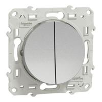 s530214 Schneider Electric Grey Rocker Switch, 2 Way, 2 Gang, Odace
