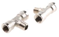 0916-00-10 Legris 0916 Series Tee Threaded Adaptor, G 1/8 Female to G 1/8 Female