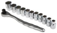 668-5792 RS PRO 12-Piece Metric 1/2 in Standard Socket Set with Ratchet, 12 point