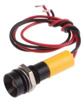 723-9517 RS PRO Yellow Panel Mount Indicator, 24V dc, 8mm Mounting Hole Size, Lead Wires Termination, IP67