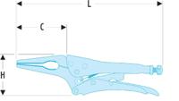 5176 Facom Locking Pliers, 165 mm Overall, Straight Tip, 50mm Jaw