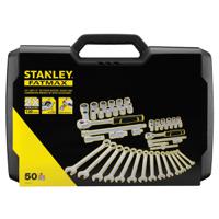 fmmt82827-1 Stanley 50-Piece Metric 1/2 in; 1/4 in Standard Socket/Spanner Set with Ratchet, 6 point