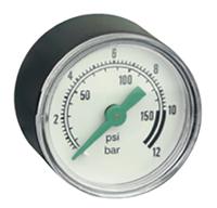 34300014 EMERSON ? ASCO Analogue Pressure Gauge 10bar Back Entry 40mm Outside Diameter, UKAS